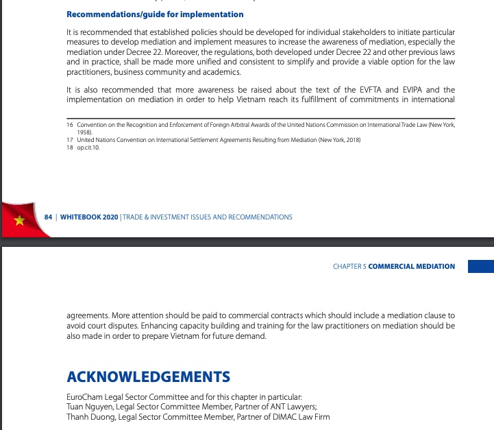 Legal Grounds of Mediation in Vietnam Published on EuroCham Whitebook 2020